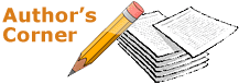 Author's Corner: graphic of pencil and a stack of papers