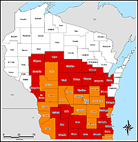 Map of Declared Counties for Disaster 1526