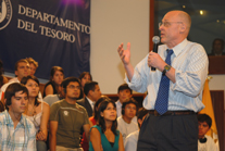 Secretary Paulson speaks to students at Pontificia Universidad Catolica Del Peru in Lima