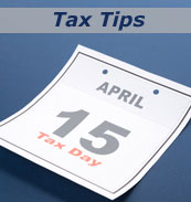 Tax tips and image of April 15 on a calendar.