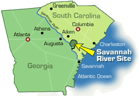 Map of GA and SC showing location of SRS