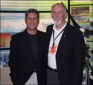 Photo of Wind Powering America National Coordinator, Phil Dougherty, U.S. Department of Energy (left) and Technical Director, Lawrence Flowers, National Renewable Energy Laboratory (right). Click on the image to view a larger version.