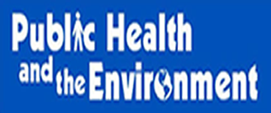The Public Health and the Environment (PHE) logo is blue with white type.