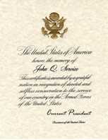 Sample Presidential Memorial Certificate