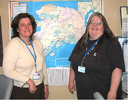 Margaret Baldwin, right, and Janet Froeschle, left, from the Alaska Rural MCH Program