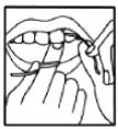 Utilizando el hilo dental en la dentadura superior
