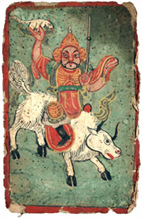 A Naxi warrior rides a white bull, ca. 1500 (?)