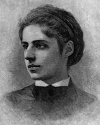 Emma Lazarus, author of "The New Colossus," which is inscribed on the base of the Statue of Liberty, in an engraving from a book of her poetry