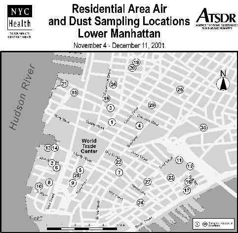 Map Showing Air and Dust Sampling Locations in Lower Manhattan