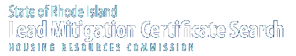 Housing Resource Commission: Lead Mitigation Certificate Search