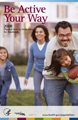 Be Active Your Way flyer with a photograph of a family playing football and a link to the PDF file.
