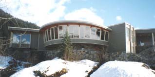 Mendenhall Glacier Visitor Center overlooking the glacier and Lake Mendenhall