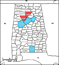 Map of Declared Counties for Disaster 1214