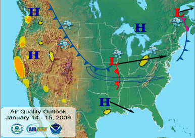 National Air Quality Outlook - click for larger map