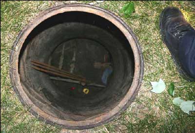 Shutoff valves at bottom of manhole vault 