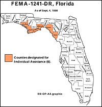 Map of Declared Counties for Disaster 1241