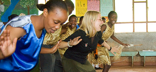 Volunteer learning a dance