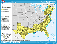 West Nile Virus Surveillance Area Map, 2000
