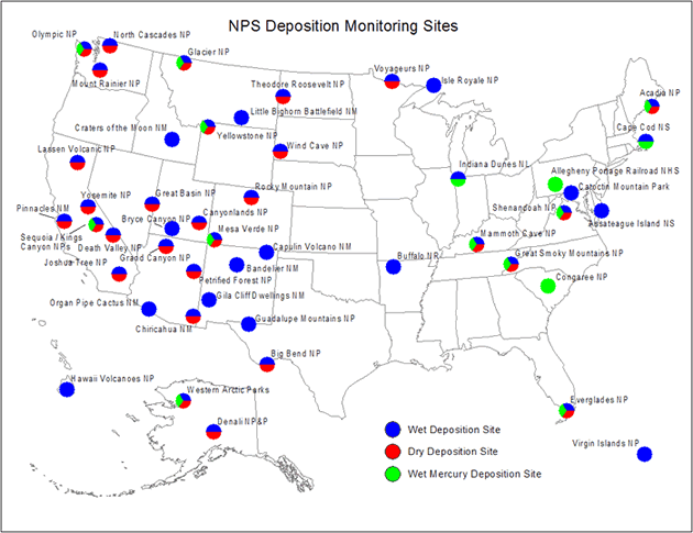 Map of US Deposition Monitoring Sites