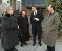 Tour participants visit Elm Place in the Bronx, a block that has been starkly affected by subprime lending.