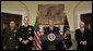 President George W. Bush stands stands with Marine General James Cartwright, left, Navy Admiral Michael Mullen, and Secretary of Defense Robert Gates, right, as he announces his nomination of Admiral Mullen as Chairman and Gen. Cartwright as Vice Chairman of the Joint Chiefs of Staff Thursday, June 28, 2007, in the Roosevelt Room of the White House.  White House photo by Chris Greenberg