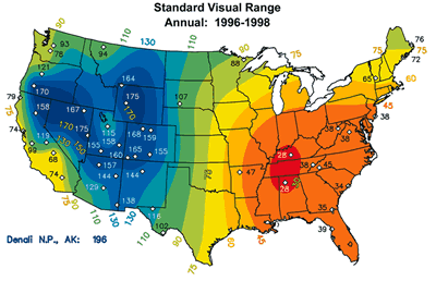 US Standard Visual Range Map