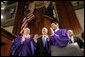 President George W. Bush is greeted to applause as he prepares to address legislators about Social Security at the State House in Columbia, S.C., Monday, April 18, 2005.  White House photo by Paul Morse