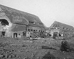 View of the ruins of the central barracks (Boelke Kaserne) in the Nordhausen concentration camp.