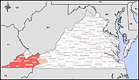 Map of Declared Counties for Disaster 1406