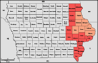 Map of Declared Counties for Disaster 1420