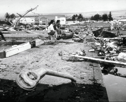 Tsunami damage in Hilo, HI, 1960