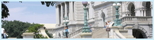 Tourists visiting the Jefferson Building