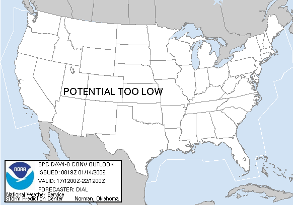 Day 4-8 Convective Outlook Graphics Issued on Jan 14, 2009