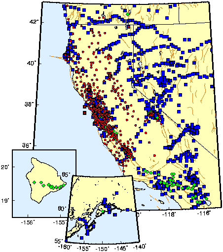Map of NCEDC data sites