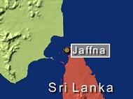 Map of Sri Lanka highlighting Jaffna 