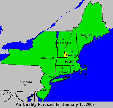 Tomorrow's Northeast Air Quality Forecast Map