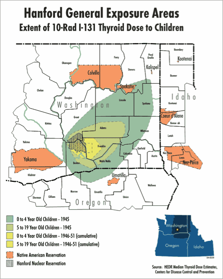 Map of Hanford General Exposure Areas