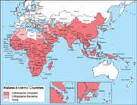 Malaria-endemic countries in the Eastern Hemisphere