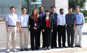 (from left to right) Zhongshu Tang, Ph.D., Visiting Fellow; Chunsik Lee, Ph.D., Visiting Fellow; Susan Dailey, Administrative Laboratory Manager; Anil Kumar Chikkasidde Gowda, Visiting Fellow; Xuri Li,Ph.D., Principal Investigator; Zhang Fan, Ph.D., Visiting Fellow; Pachippan Arjunan, Ph.D., Visiting Fellow; Xu Hou, Ph.D., Visiting Fellow; Yang Li, Ph.D.,  Contractor