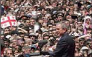 Photograph of President Bush addressing a crowd of people in Tbilisi, Georgia