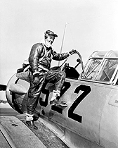 Captain Benjamin O. Davis Climbing into an Advanced Trainer