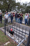 Margo Stringfield leads a tour of historic St. Michael Cemetery, including the unique burial crypts. (Jason Church)