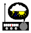 drawing of NOAA Weather Radio with weather symbols above