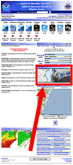 Location of the Doppler radar and satellite image thumbnails