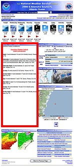Location of the detailed text forecast section