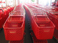 Rows of shopping carts.