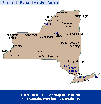 New York State Information - Click on the above map for current site specific weather observations