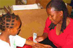 Girl being skin tested for TB