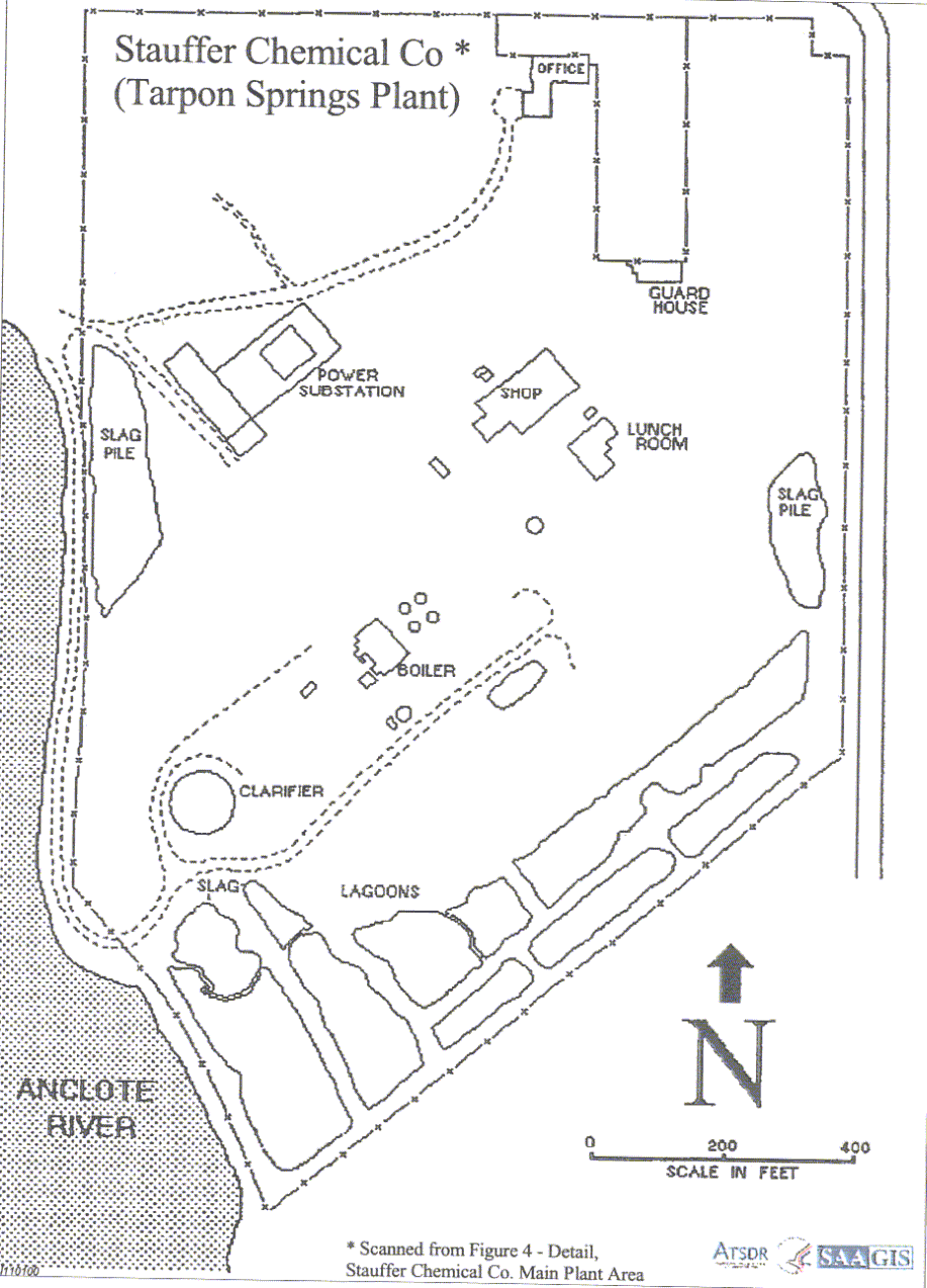 Diagram Showing Ponds and Lagoons at Stauffer Chemical Company