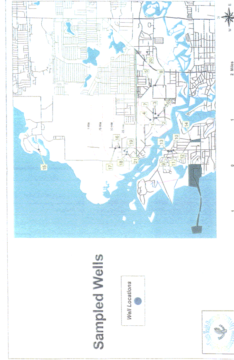 Map Showing Pinellas County Sampled Wells Locations